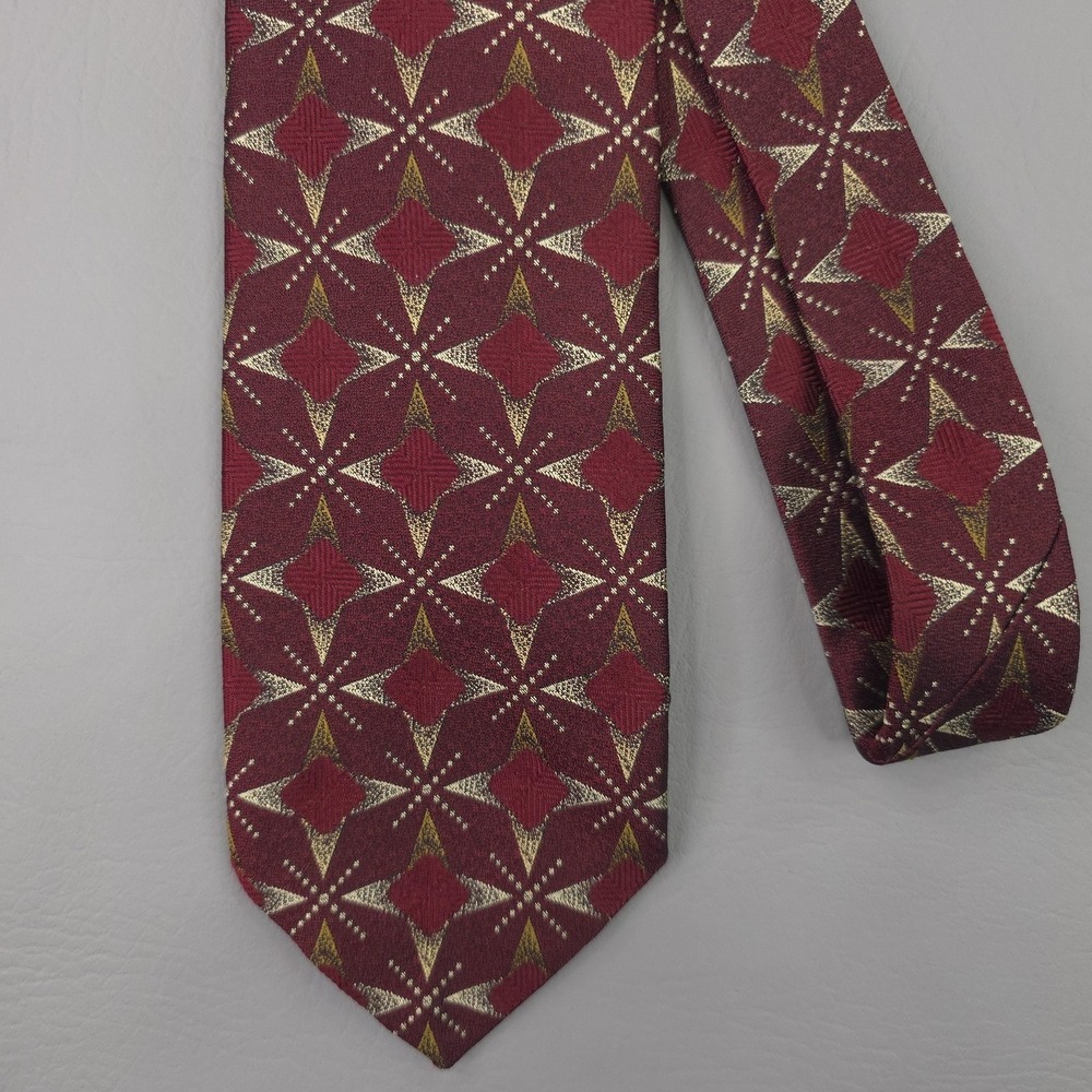 Robert Talbott Tie Mens Best Of Class Red Silk Geometric Jacquard Made USA